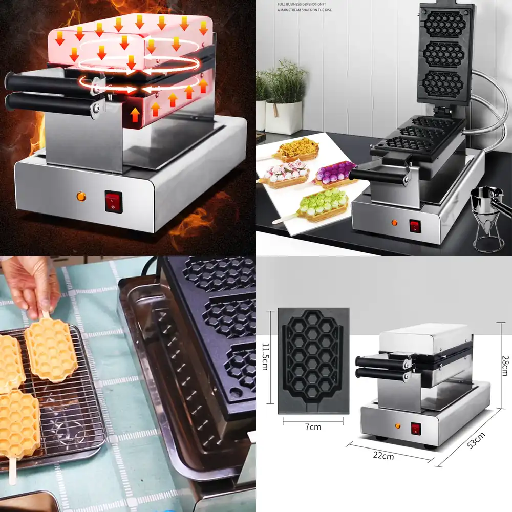 Commercial Kitchen Machinery - Commerciële elektrische keukenwafelmachine Honingraatvormige antiaanbakwafelvorm Bakvormen